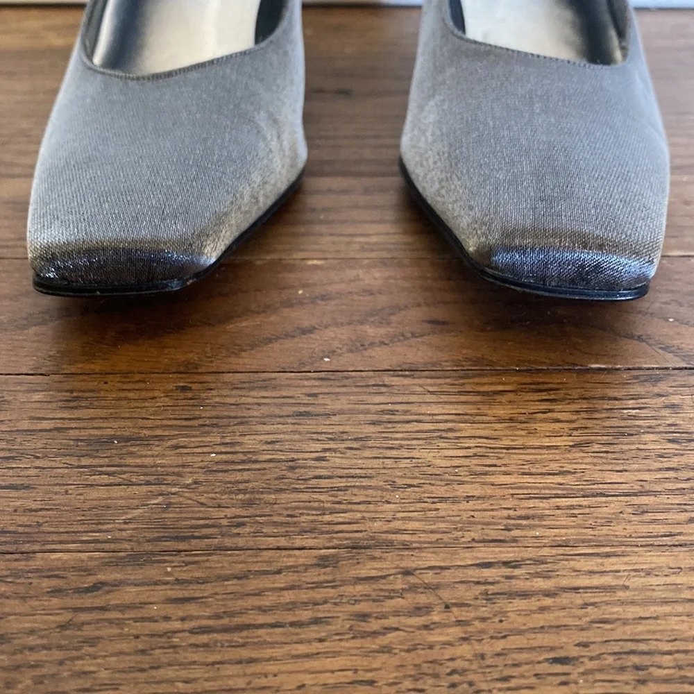🖤Vtg Stuart Weitzman silver‎ block heel